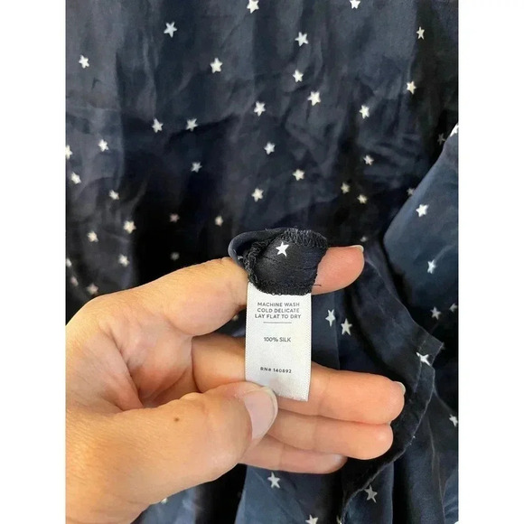 Marine Layer Dress 100% Silk V Neck Star Polka Dot Size Small - Picture 3 of 4